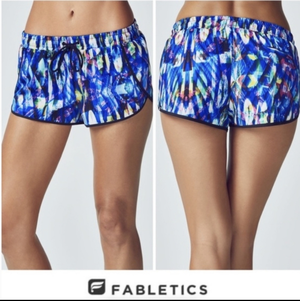 Fabletics Carrie Blue Reef Print Running Shorts XS